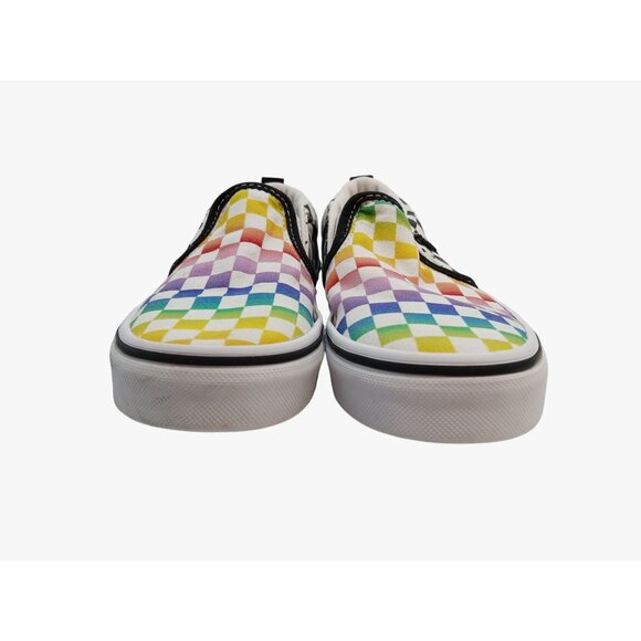 Vans Slip On Asher Checkered Rainbow Shoes Size 1 Kids Missy Canvas Sneakers - Picture 4 of 10